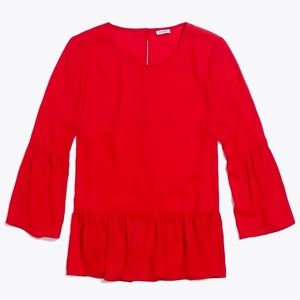 J Crew Peplum Bell Sleeve Top
